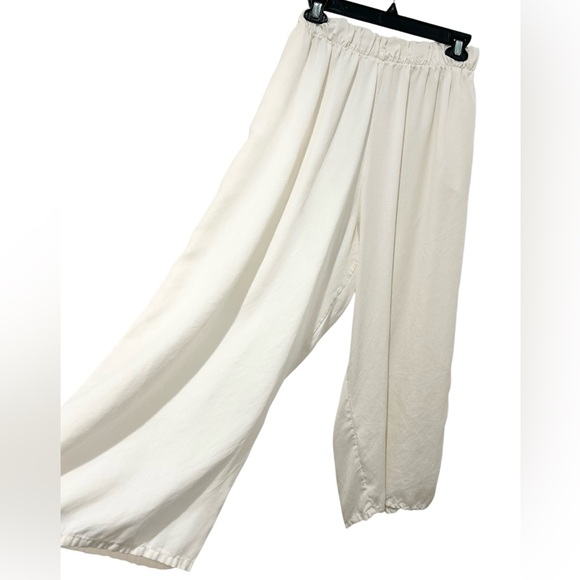 Bryn Walker 100% Linen Pull On Crop Wide Leg OSCA Pant Ivory Womens M Casual USA - Picture 1 of 14